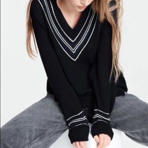 rag & bone Merino Wool Blend Striped Cricket Sweater S